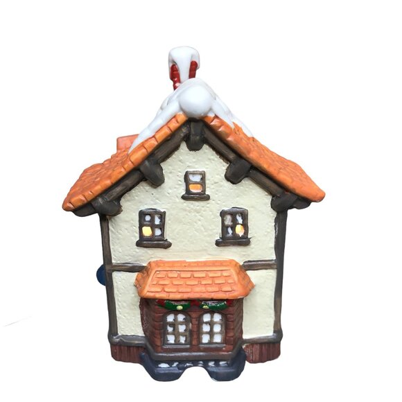 Christmas House Snow Village Miniature Lighted Restaurant Vintage Holiday Decor - Picture 4 of 7